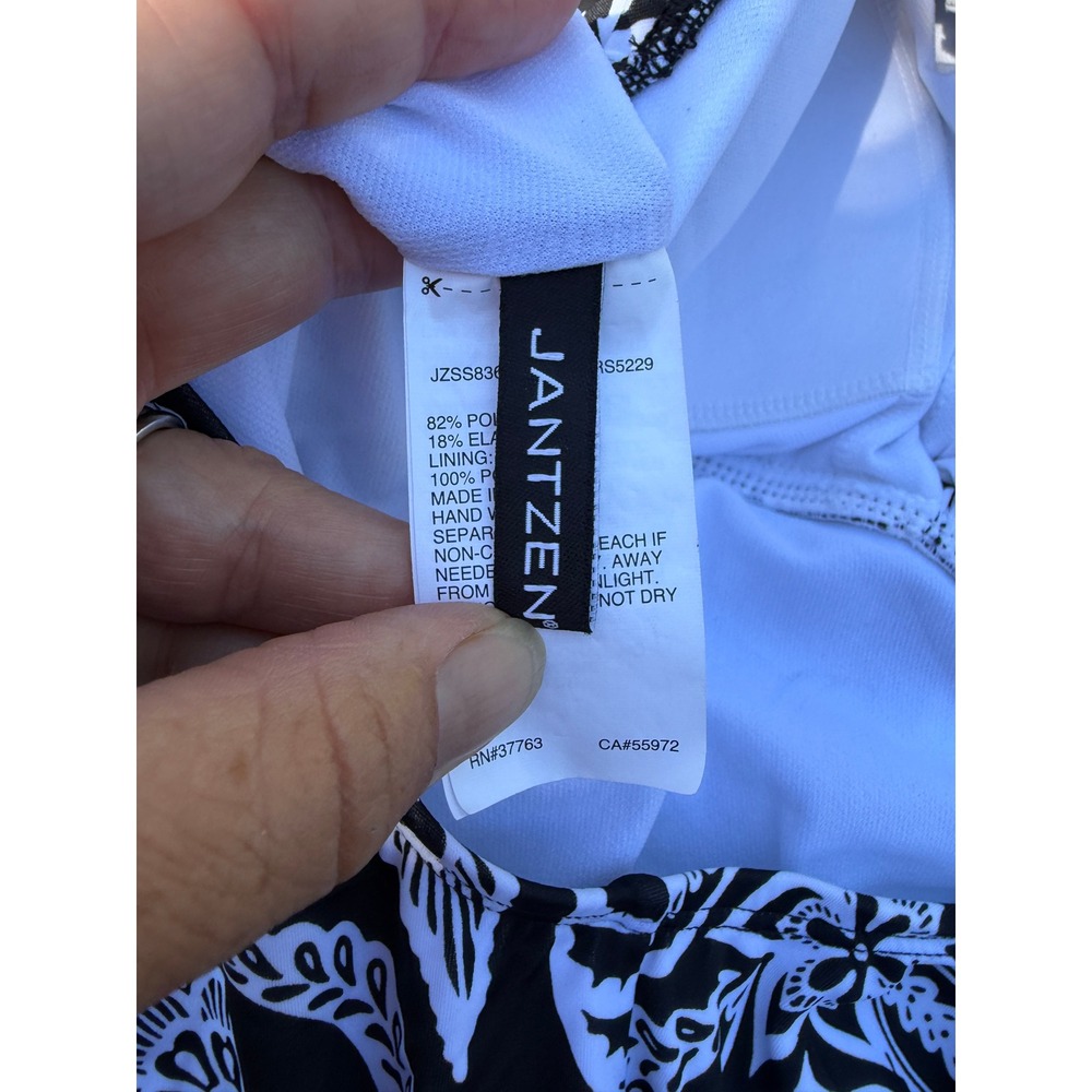 Jantzen Womens Black White Floral Paisley One Piece Swimsuit Size 8 JZSS8361 - Picture 3 of 5